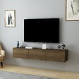 HABITAT ET JARDIN - Meuble TV en bois "Denby" - 160 x 31 x 29 cm - Noyer - vignette