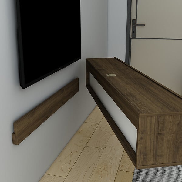 HABITAT ET JARDIN - Meuble TV en bois "Denby" - 160 x 31 x 29 cm - Noyer - large