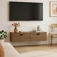 OVIALA - Meuble TV suspendu 120 cm industriel bois foncé - Jessy - vignette