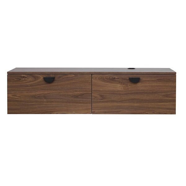 OVIALA - Meuble TV suspendu 120 cm industriel bois foncé - Jessy - large