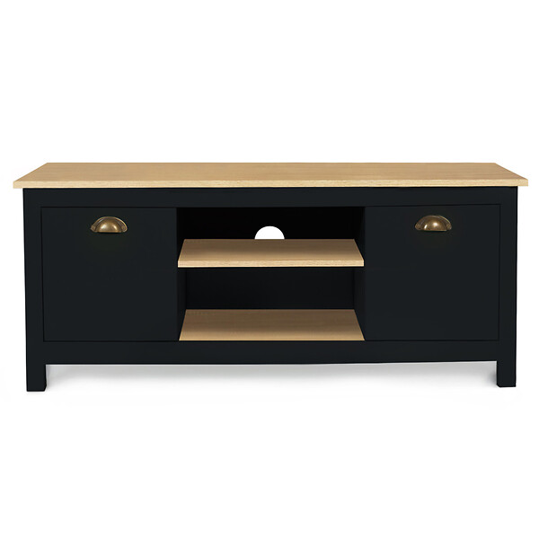 ID MARKET - Meuble TV 113 cm campagne ISIS bois et noir - large