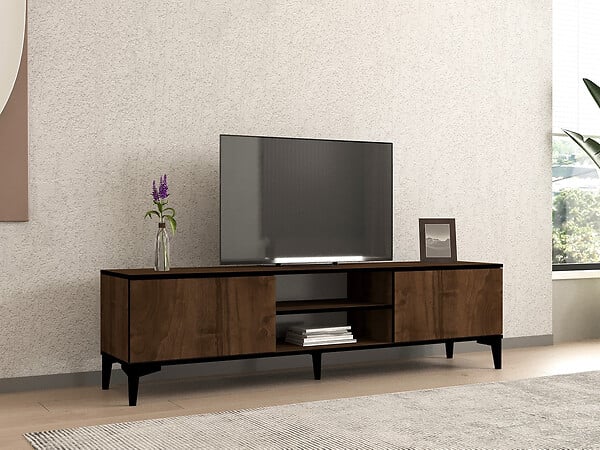 HABITAT ET JARDIN - Meuble TV en bois "Erem" - 180 x 40 x 45 cm - NoyerNoir - large