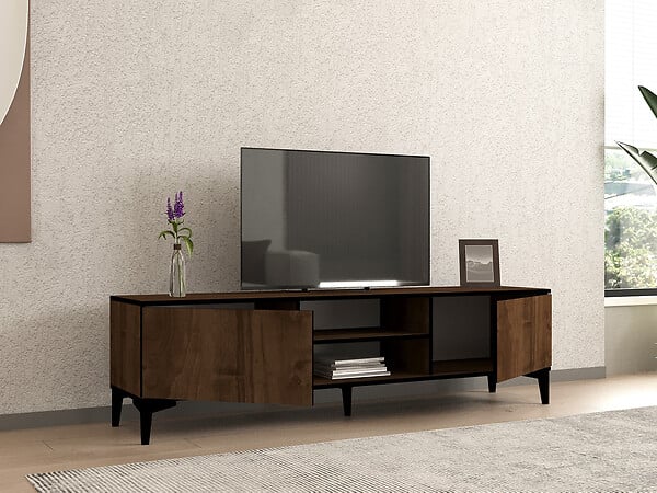 HABITAT ET JARDIN - Meuble TV en bois "Erem" - 180 x 40 x 45 cm - NoyerNoir - large