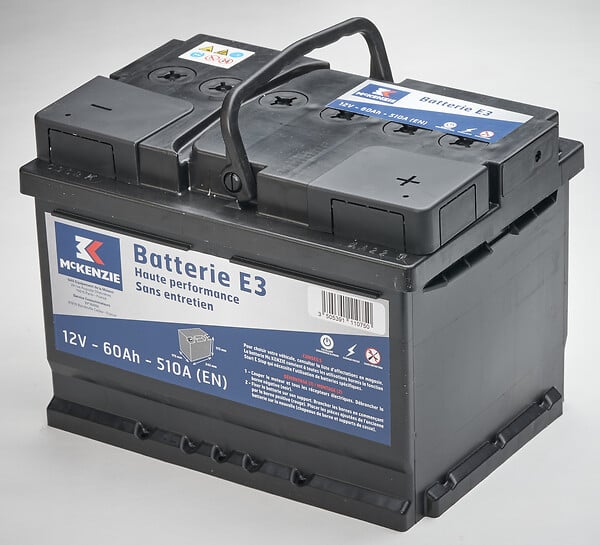 MC KENZIE - Batterie voiture E3 - 60Ah 540A - 24,2x17,5x17,5cm - large