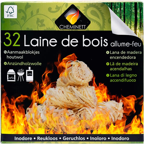CHEMINETT - Allume-feu laine de bois x32 - large