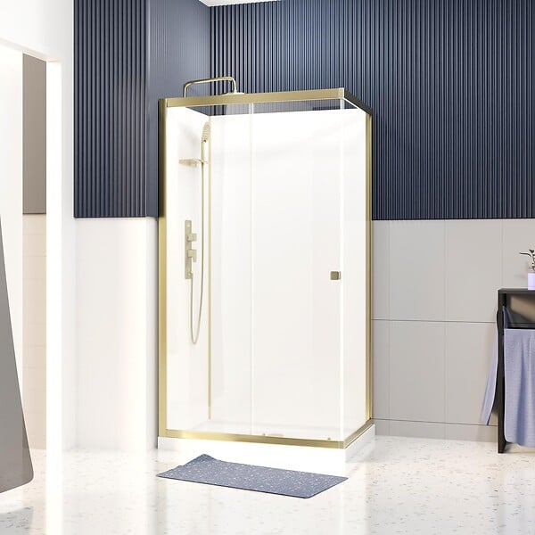 AURLANE - Cabine de douche Goldy 80x110cm - Or brossé - large