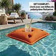 SOO  SANTAI - Coussin piscine flottant porte-verres 75x75 cm orange – billes incluses (à remplir) – intérieur / extérieur (PPF7575-6-SET) - vignette
