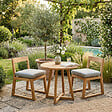 NATUREL - Lot de 2 chaises de table extérieur en teck massif, 50x59.5x79 cm, avec coussins gris perlé (NATOFCH50B-DUO) - vignette