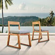 NATUREL - Lot de 2 chaises de table extérieur en teck massif, 50x59.5x79 cm, avec coussins gris perlé (NATOFCH50B-DUO) - vignette