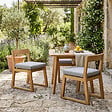 NATUREL - Lot de 2 chaises de table extérieur en teck massif, 50x59.5x79 cm, avec coussins gris perlé (NATOFCH50B-DUO) - vignette