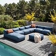 OVIALA - Salon de jardin modulable 8 places bleu pacific - Mixi - vignette