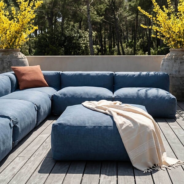 OVIALA - Salon de jardin modulable 8 places bleu pacific - Mixi - large