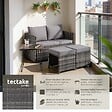 TECTAKE - Salon de jardin en rotin 2 en 1 gris ensemble modulable 4 personnes canapé table extérieur terrasse balcon coussins imperméables - vignette