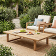 NATUREL - Table basse de jardin en teck massif, 153x72x30,5 cm, pieds-de-table design rectangulaire (NATOFT15372S) - vignette