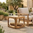 NATUREL - Table d'appoint de jardin en teck massif, 50x50x40 cm, deux plateaux et angle arrondie, fabrication artisanale (NATOFTB5050S) - vignette