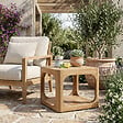 NATUREL - Table d'appoint de jardin en teck massif, 50x50x40 cm, deux plateaux et angle arrondie, fabrication artisanale (NATOFTB5050S) - vignette