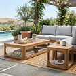 NATUREL - Table basse de jardin en teck massif, 122x86x35 cm, deux plateaux et angle arrondie (NATOFTB12286S) - vignette