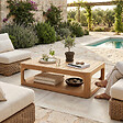 NATUREL - Table basse de jardin en teck massif, 122x86x35 cm, deux plateaux et angle arrondie (NATOFTB12286S) - vignette