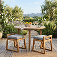 NATUREL - Lot de 2 chaises de table extérieur en teck massif, 50x59.5x56 cm, avec coussins gris perlé, sans dossier (NATOFCH50S-DUO) - vignette