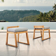 NATUREL - Lot de 2 chaises de table extérieur en teck massif, 50x59.5x56 cm, avec coussins gris perlé, sans dossier (NATOFCH50S-DUO) - vignette