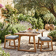 NATUREL - Lot de 2 chaises de table extérieur en teck massif, 50x59.5x56 cm, avec coussins gris perlé, sans dossier (NATOFCH50S-DUO) - vignette