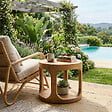 NATUREL - Table d'appoint ronde de jardin en teck massif, 50x50x43 cm, fabrication artisanale, deux plateaux (NATOFTB5050R) - vignette