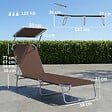 OUTSUNNY - Transat bain de soleil pliable grand confort dossier et pare-soleil réglable multi-positions chocolat - vignette