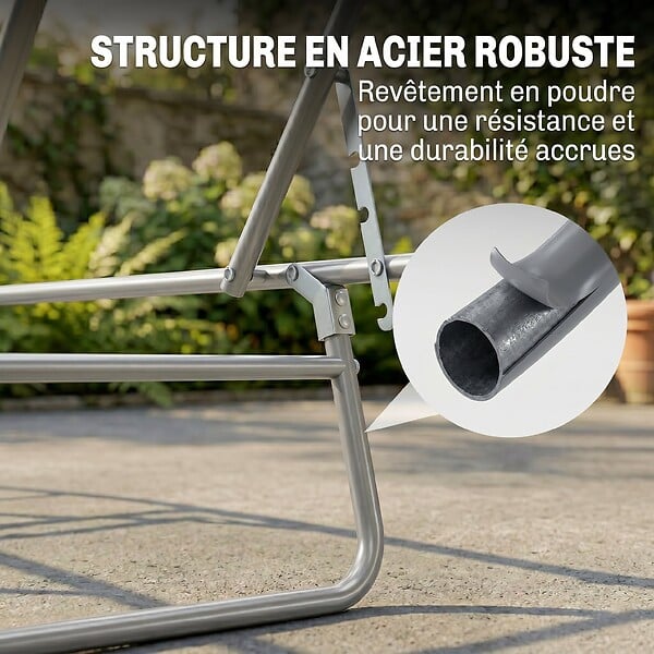 OUTSUNNY - Transat bain de soleil pliable grand confort dossier et pare-soleil réglable multi-positions chocolat - large