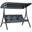 OUTSUNNY - Balancelle de jardin 3 places grand confort toit inclinaison réglable épais coussins polyester acier époxy gris - vignette
