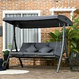 OUTSUNNY - Balancelle de jardin 3 places grand confort toit inclinaison réglable épais coussins polyester acier époxy gris - vignette