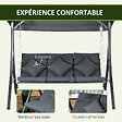 OUTSUNNY - Balancelle de jardin 3 places grand confort toit inclinaison réglable épais coussins polyester acier époxy gris - vignette