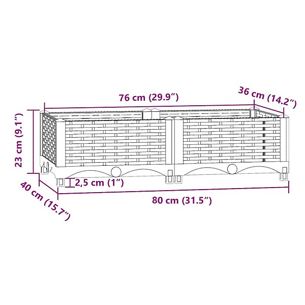 VIDAXL - vidaXL Lit surélevé 80x40x23 cm Polypropylène - large