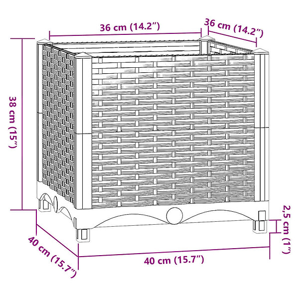VIDAXL - vidaXL Lit surélevé 40x40x38 cm Polypropylène - large