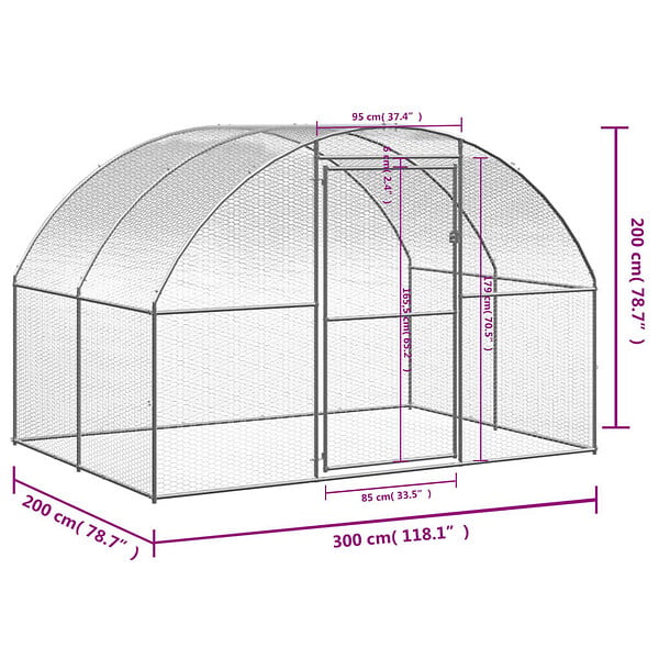 VIDAXL - vidaXL Poulailler d'extérieur 3x2x2 m Acier galvanisé - large