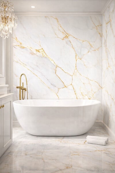 PROTOCOLE HOME - Panneau mural effet marbre LUNA GOLD 122x260 cm 3 mm - large