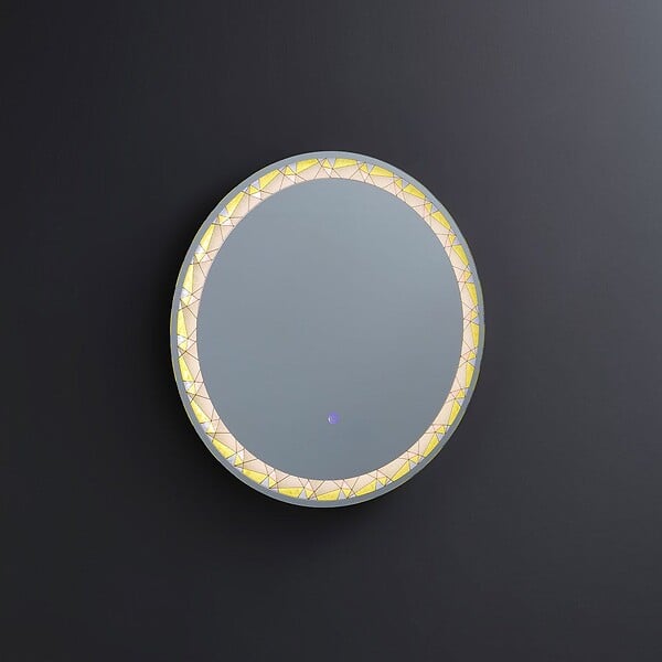KIAMAMI VALENTINA - Miroir Rond Rétro-Éclairé De 60 Cm Avec Inserts Colorés - large