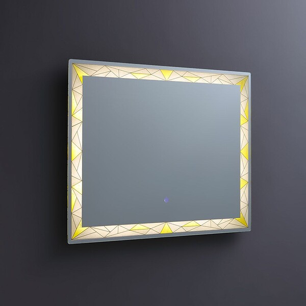 KIAMAMI VALENTINA - Miroir 90X70 Avec Finition Satinée Colorée Et Inserts Lumineux À Leds - large