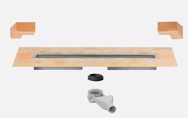 SCHLUTER - Caniveau à sortie horizontale pour douche à l'italienne KERDI LINE F 40 - Longueur: 900 mm - large