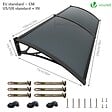 VOUNOT - Auvent de porte marquise 200x80 cm en Polycarbonate anti UV Anthracite - vignette