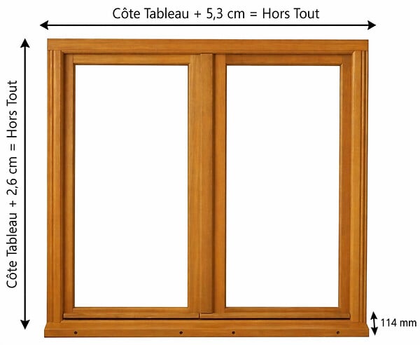 GD MENUISERIES - Fenetre Bois 2 Vantaux H145 x L100 cm Côte Tableau, poignee (ref 010220F9) - large