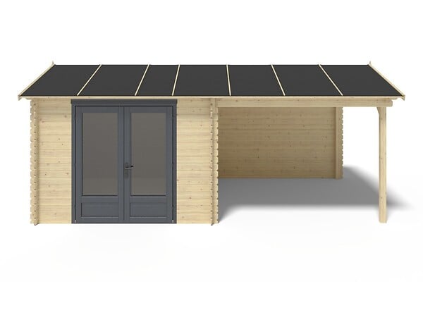 ALTANKA - Abri de jardin en bois - 17.4m2 - 5.79x3m - Ep. 28mm - Couleur: naturel - DOM640 - large