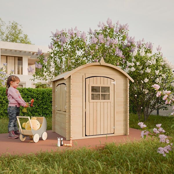 TIMBELA - Timbela M505 Maison en bois pour enfants AVEC PLANCHER - 112x146xH145cm / 1.1m2 - large