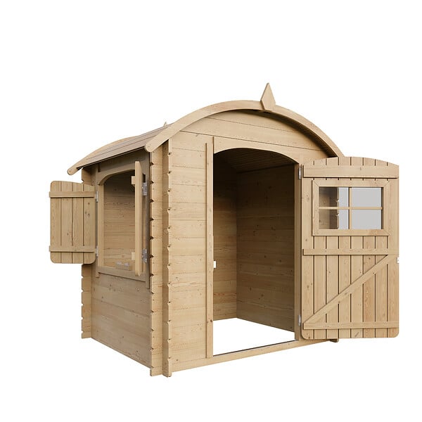 TIMBELA - Timbela M505-1 Maison en bois pour enfants SANS PLANCHER - 112x146xH145cm/1.1m2 - large