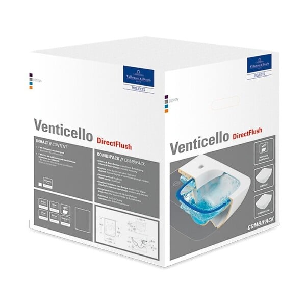 VILLEROY ET BOCH - Cuvette WC suspendu sans bride Venticello avec abattant frein de chute déclipable - large
