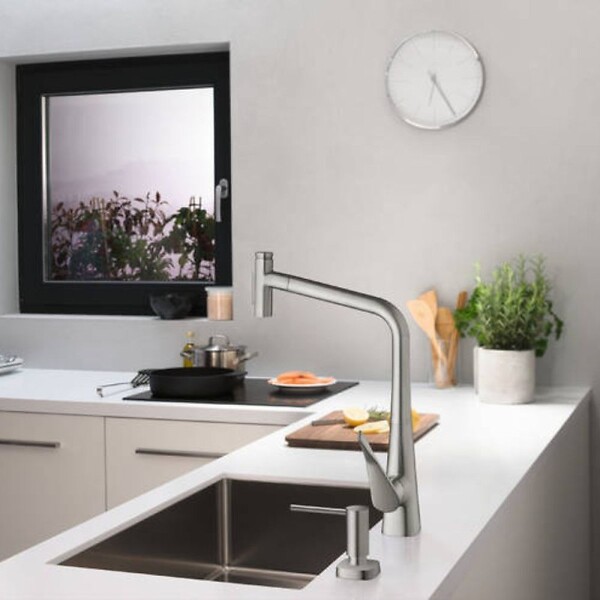 HANSGROHE - Robinet de cuisine avec douchette HANSGROHE Metris Select M71 320 sBox 2 jets chromé - large