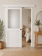 GD MENUISERIES - Porte Coulissante Athena Blanc H204 x L73 cm, Rail alu Bandeau Blanc, Coquilles - vignette
