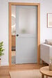 GD MENUISERIES - Porte Coulissante Athena Gris Clair Vitrée H204 x L73 cm, Galandage, kit de finition - vignette