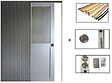 GD MENUISERIES - Porte Coulissante Athena Gris Clair Vitrée H204 x L73 cm, Galandage, kit de finition - vignette