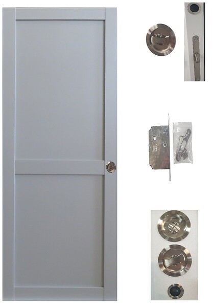 GD MENUISERIES - Porte Coulissante Athena 2 Panneaux Gris Clair H204 x L73 cm, serrure condamnation - large