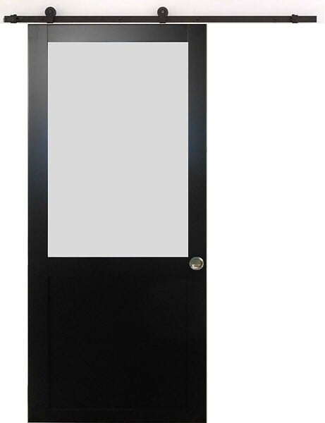 GD MENUISERIES - Porte Coulissante Athena Noir H204 x L73 cm, Rail Roulettes, Coquilles - large
